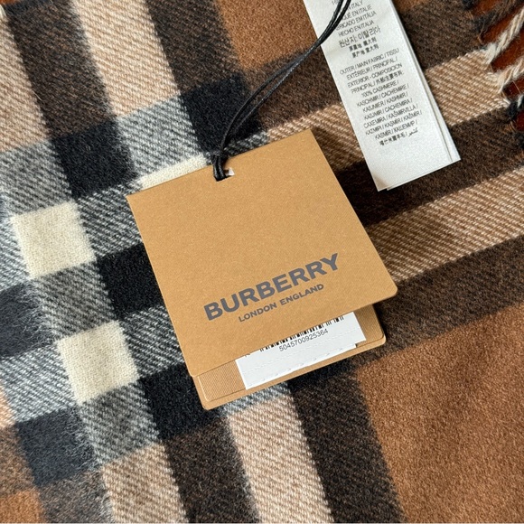 Burberry Cashmere Giant Check Scarf - Birch Brown - Picture 3 of 4